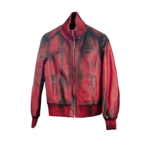 ENIF Crimson Red Leather Jacket - front view